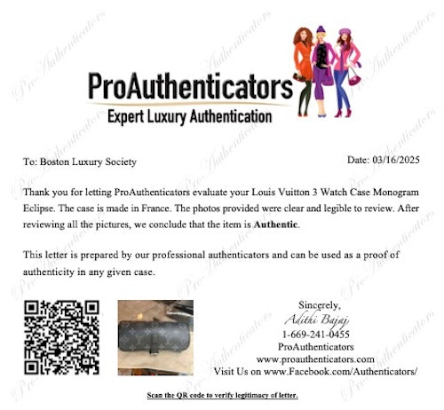 Authentic Louis Vuitton 3 Watch Case Monogram Graphite