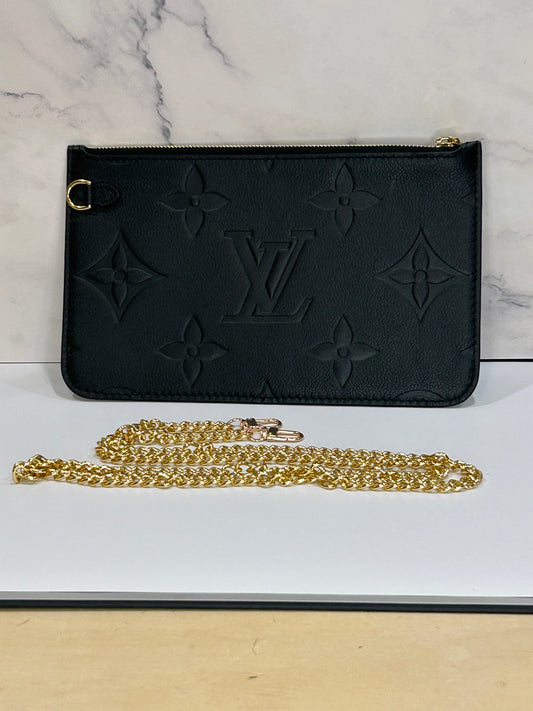 Louis Vuitton Black Empreinte Neverfull pouch